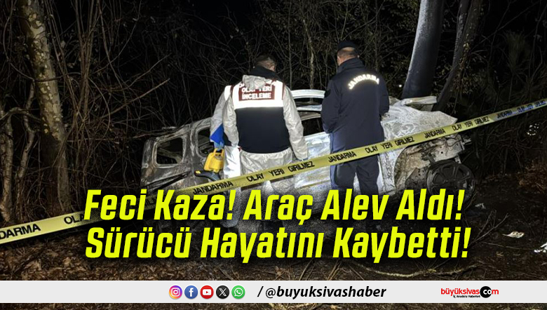 Feci Kaza! Araç Alev Aldı! Sürücü Hayatını Kaybetti!