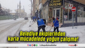 Belediye ekiplerinden karla mücadelede yoğun çalışma!