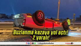 Buzlanma kazaya yol açtı! 2 yaralı!