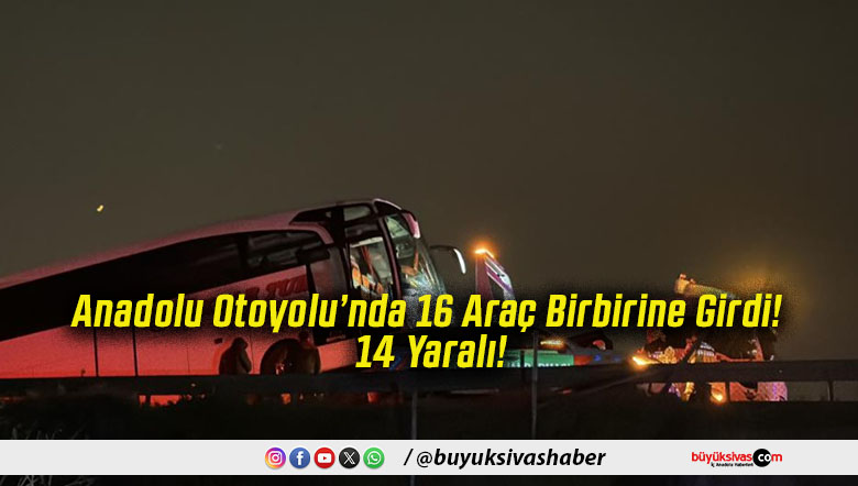Anadolu Otoyolu’nda 16 Araç Birbirine Girdi! 14 Yaralı!
