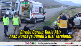 Direğe Çarpıp Takla Attı Araç Hurdaya Döndü 5 Kişi Yaralandı!