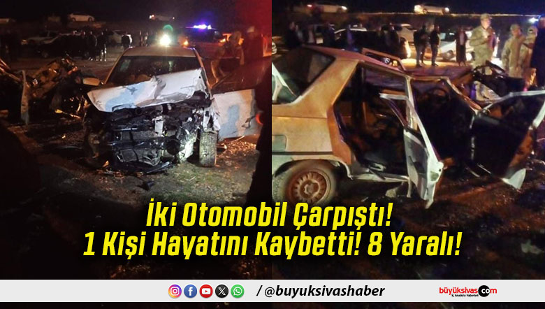 İki Otomobil Çarpıştı! 1 Kişi Hayatını Kaybetti! 8 Yaralı!