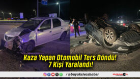 Kaza Yapan Otomobil Ters Döndü! 7 Kişi Yaralandı!