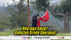 Bayrağa Saygı! Gençten Örnek Davranış!