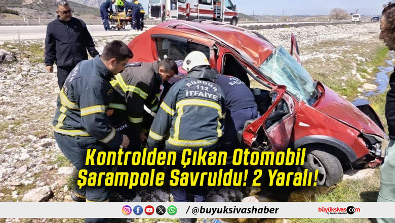 Kontrolden Çıkan Otomobil Şarampole Savruldu! 2 Yaralı!