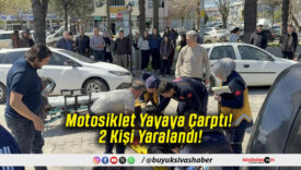 Motosiklet Yayaya Çarptı! 2 Kişi Yaralandı!