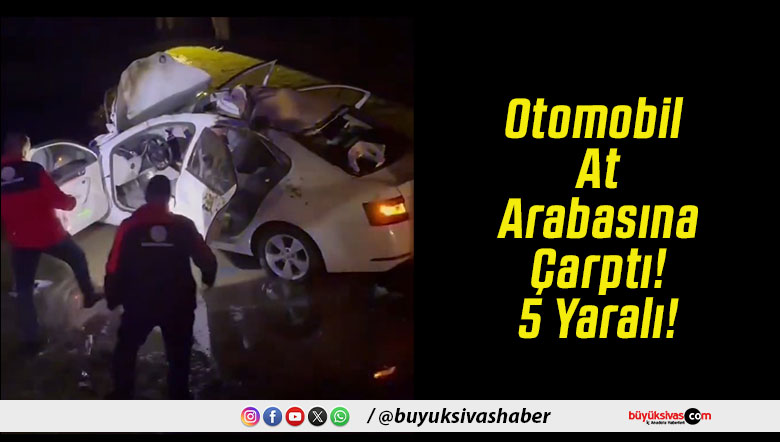 Otomobil At Arabasına Çarptı! 5 Yaralı!