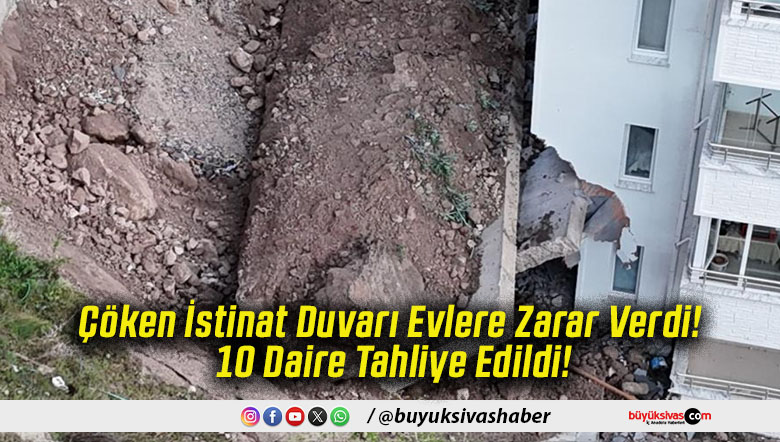 Çöken İstinat Duvarı Evlere Zarar Verdi! 10 Daire Tahliye Edildi!