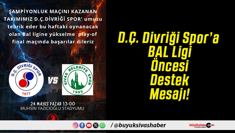 D.Ç. Divriği Spor’a BAL Ligi Öncesi Destek Mesajı!