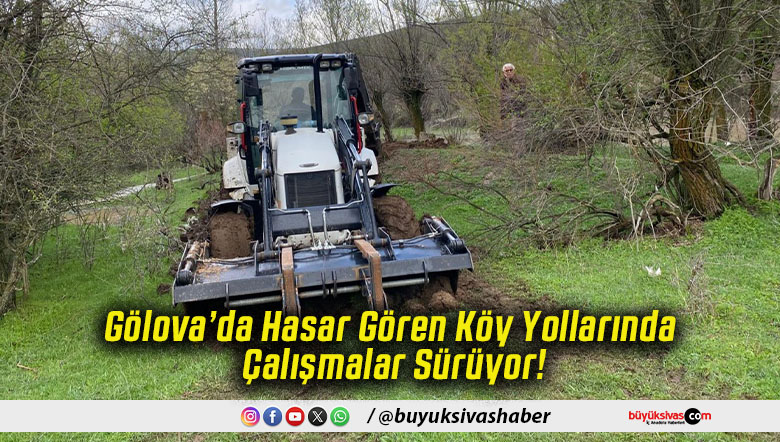 Gölova’da Hasar Gören Köy Yollarında Çalışmalar Sürüyor!
