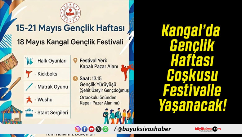 Kangal’da Gençlik Haftası Coşkusu Festivalle Yaşanacak!