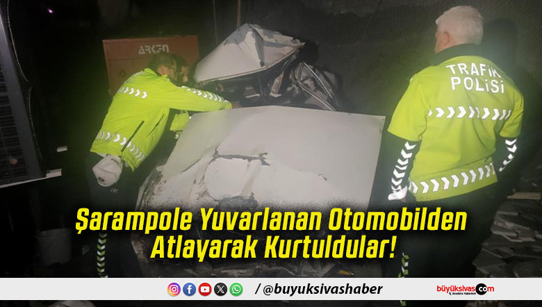 Şarampole Yuvarlanan Otomobilden Atlayarak Kurtuldular!