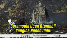 Şarampole Uçan Otomobil Yangına Neden Oldu!